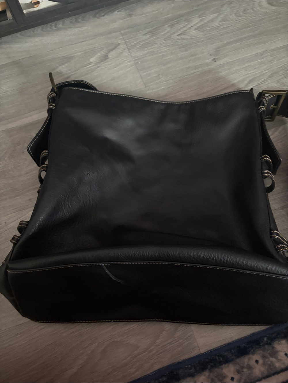 Aldo Black Leather Shoulder Bag with Contrast Stitching